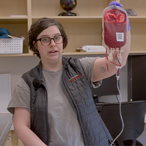 thumbnail - spiking a blood bag for a larger transfusion